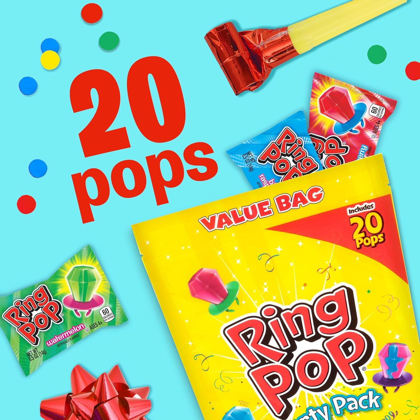 Lollipops - Bulk Candy Individually Wrapped Suckers Variety Party Pack- 20 Count W/ Assorted Flavors - Hard Candy for Party Favors, Kids & Goodie Bags
