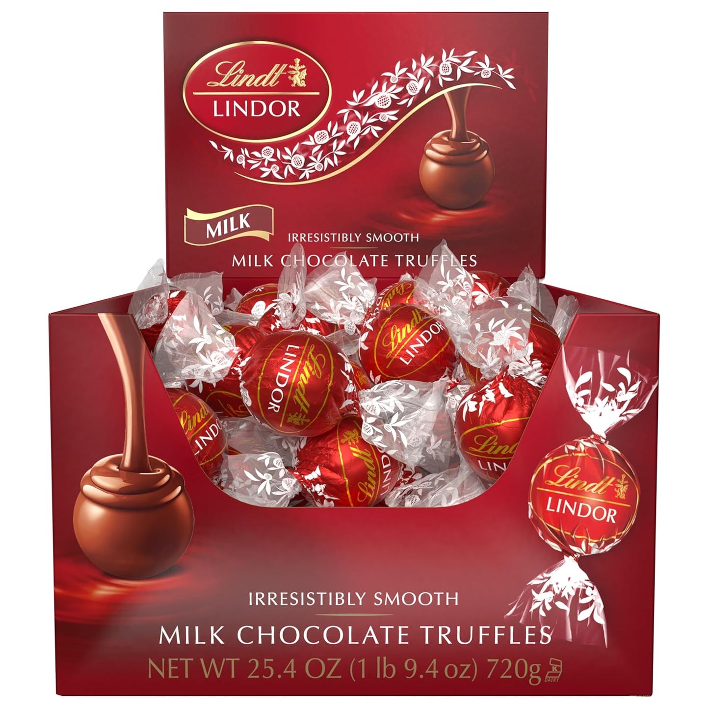 LINDOR Milk Chocolate Candy Truffles with Smooth, Melting Truffle Center, Chocolate for Holidays, 25.4 Oz., 60 Count