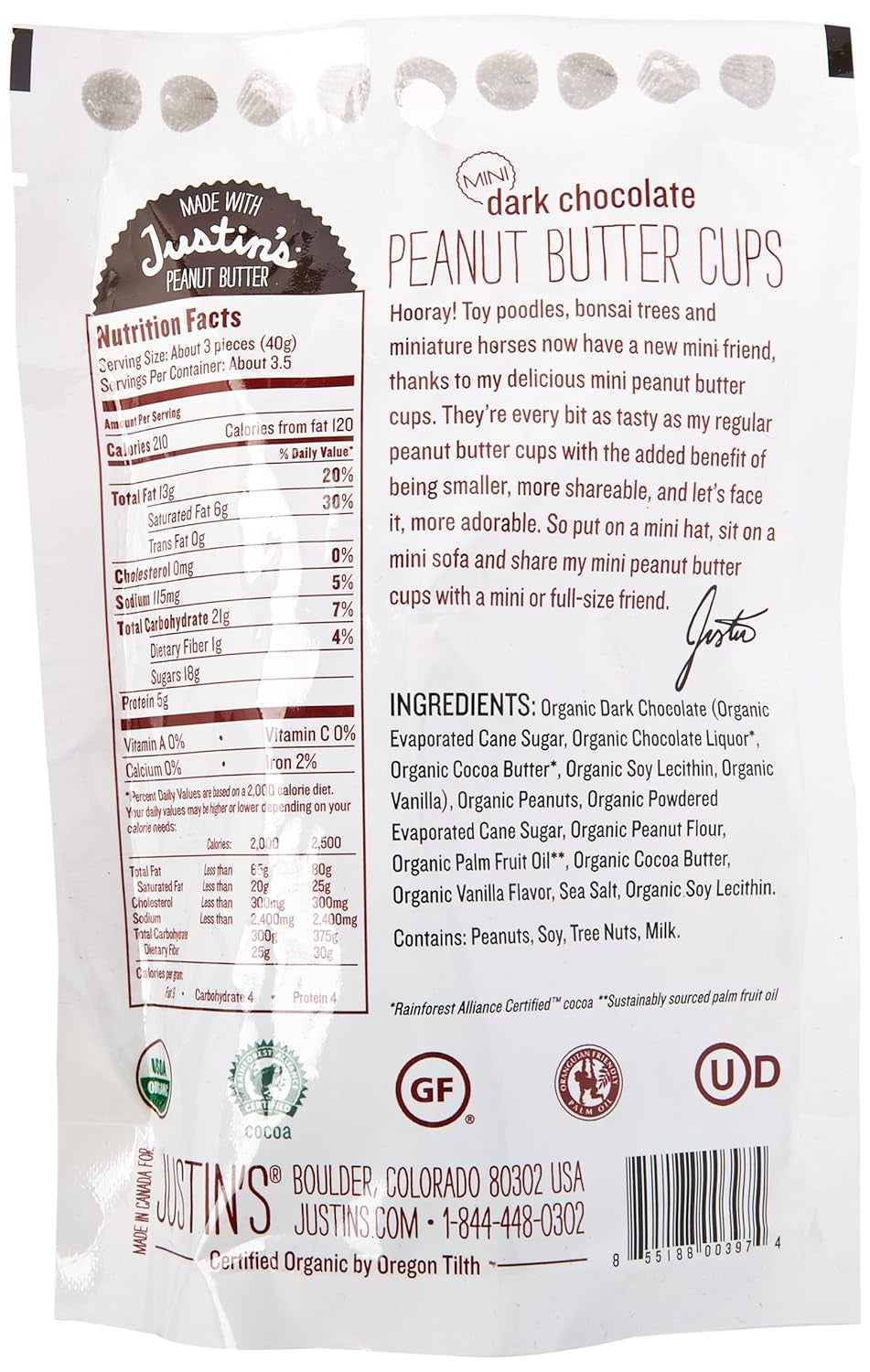 , Mini Dark Chocolate Peanut Butter Cups, 4.7 Oz