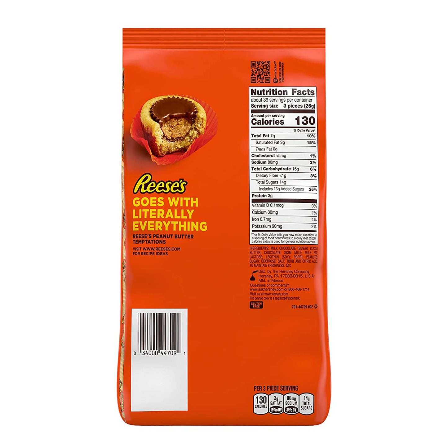 Miniatures Milk Chocolate Peanut Butter Cups, Halloween Candy Party Pack, 35.6 Oz