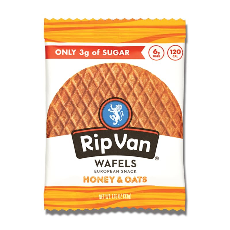 Honey and Oats Stroopwafels, Healthy Snacks, Non-Gmo, Keto Friendly, Office Snacks, Low Sugar (3G), Low Calorie, 12 Pack