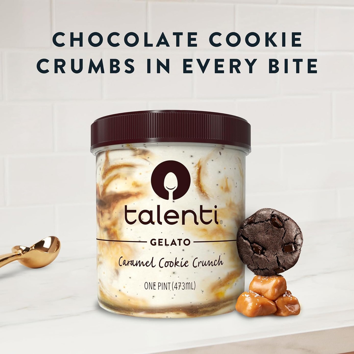 Gelato for a Delicious Frozen Dessert Caramel Cookie Crunch Made with Ingredients 1 Pint