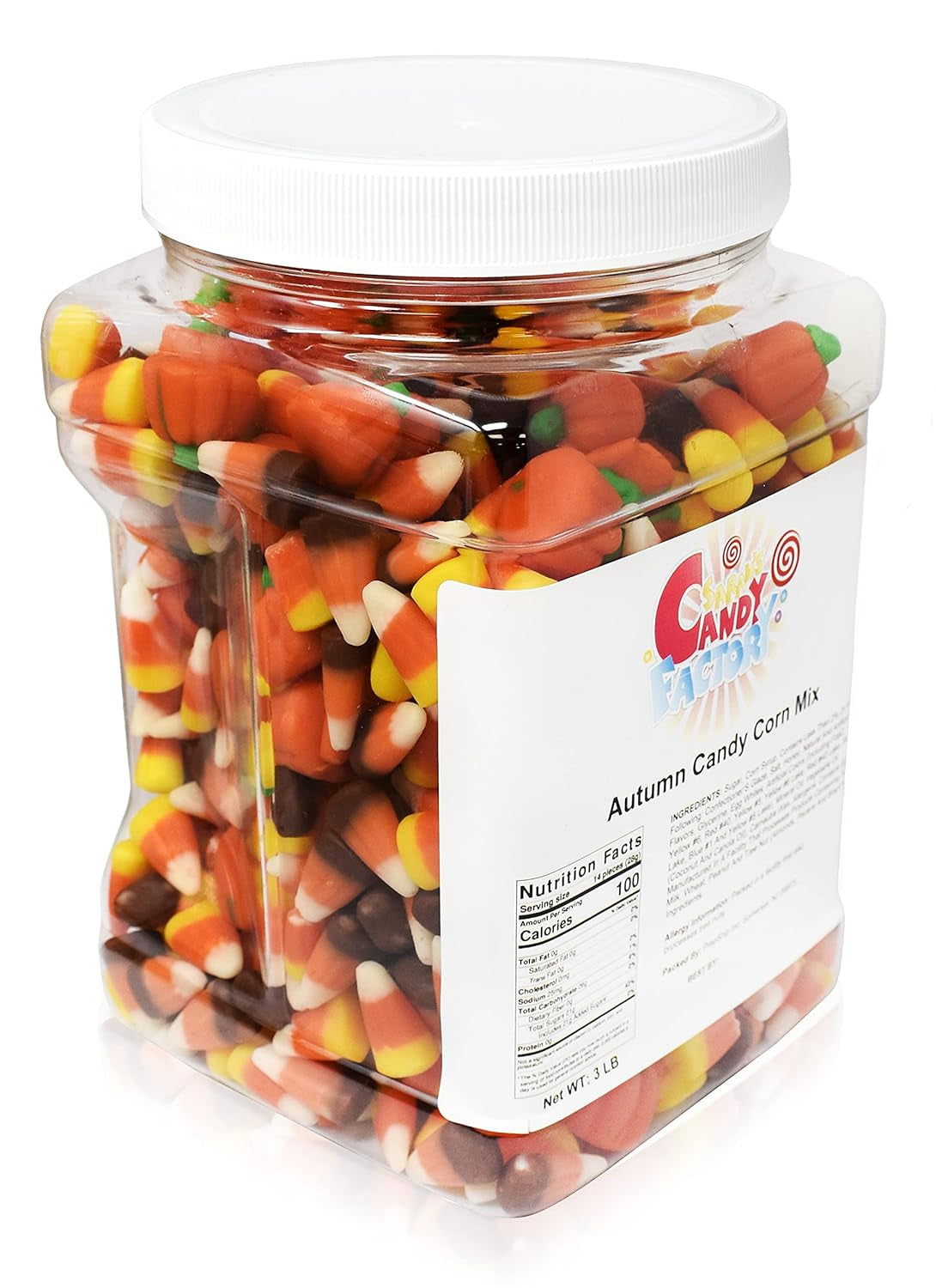 Sarahs Candy Factory Pumpkin- Candy Corn-Indian Corn- Autumn Mix in Jar, 3 Lbs