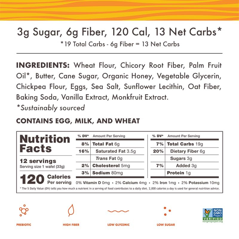 Honey and Oats Stroopwafels, Healthy Snacks, Non-Gmo, Keto Friendly, Office Snacks, Low Sugar (3G), Low Calorie, 12 Pack
