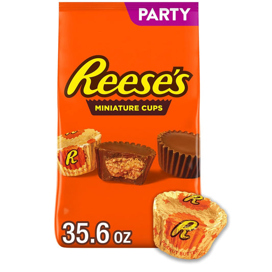 Miniatures Milk Chocolate Peanut Butter Cups, Halloween Candy Party Pack, 35.6 Oz