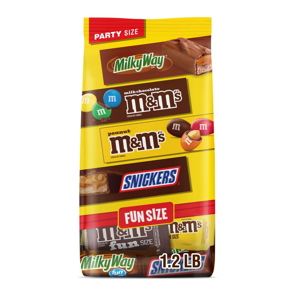 M&M'S Peanut, M&M'S Peanut, SNICKERS Original & MILKY WAY Fun Size Individually Wrapped Chocolate Halloween Candy Trick or Treat Variety Assortment, Party Size, 19.2 Oz Bulk Bag