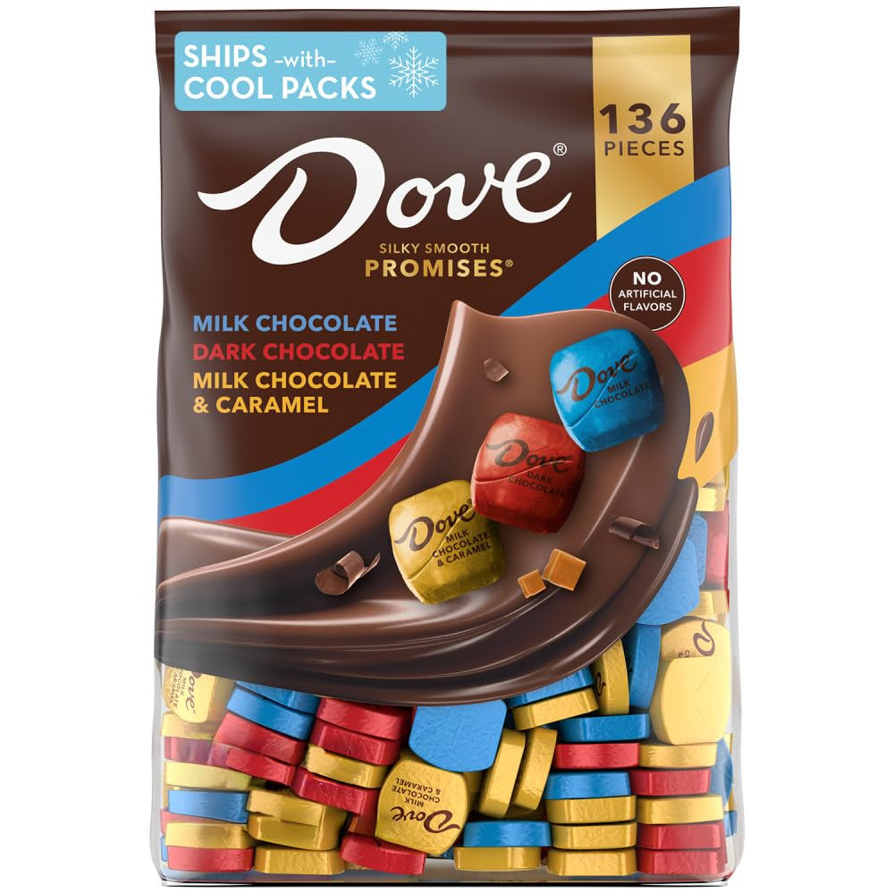 PROMISES Milk Chocolate, Dark Chocolate and Milk Chocolate & Caramel Assorted Chocolate Candy, 136 Ct Bulk Bag